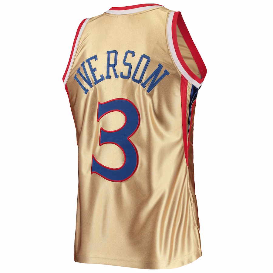 Allen Iverson Philadelphia 76ers Mitchell & Ness 75. Jahrestag 1996/1997 Klassisches Throwback Jersey - Gold