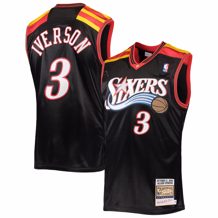 Allen Iverson Philadelphia 76ers Mitchell & Ness 2006 Hardwood Classics Echtes Jersey - Schwarz