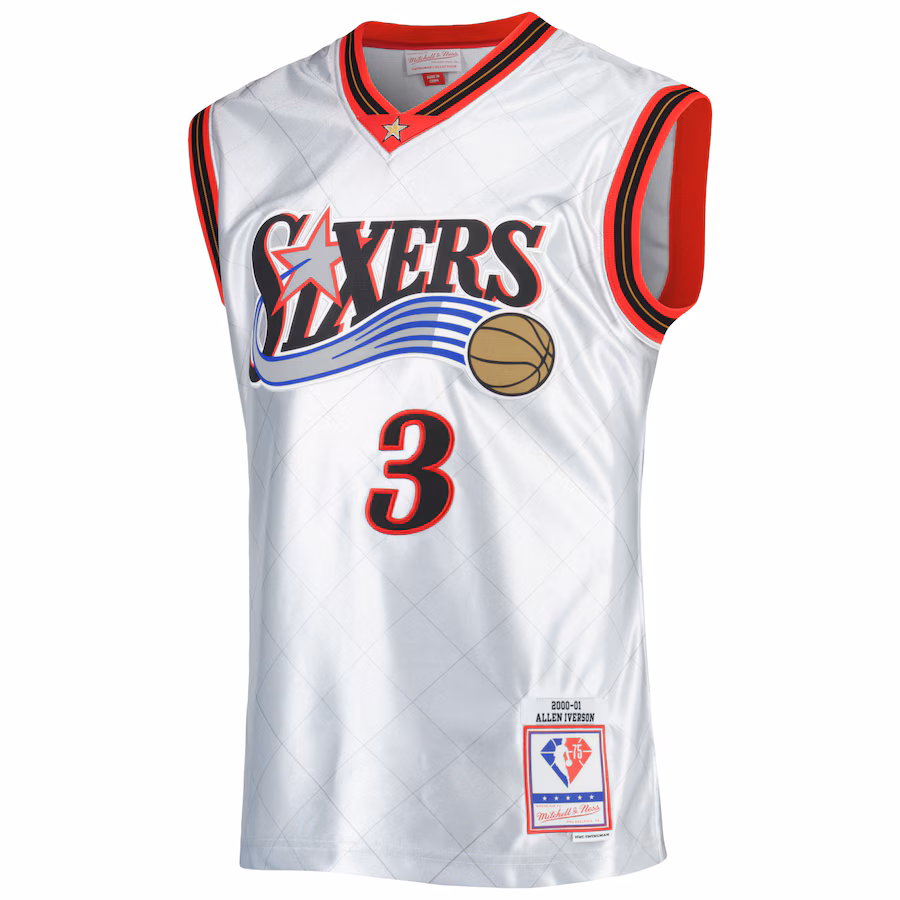 Philadelphia 76ers Allen Iverson 2000/01 Mitchell & Ness Hardwood Classics 75th Anniversary Trikot