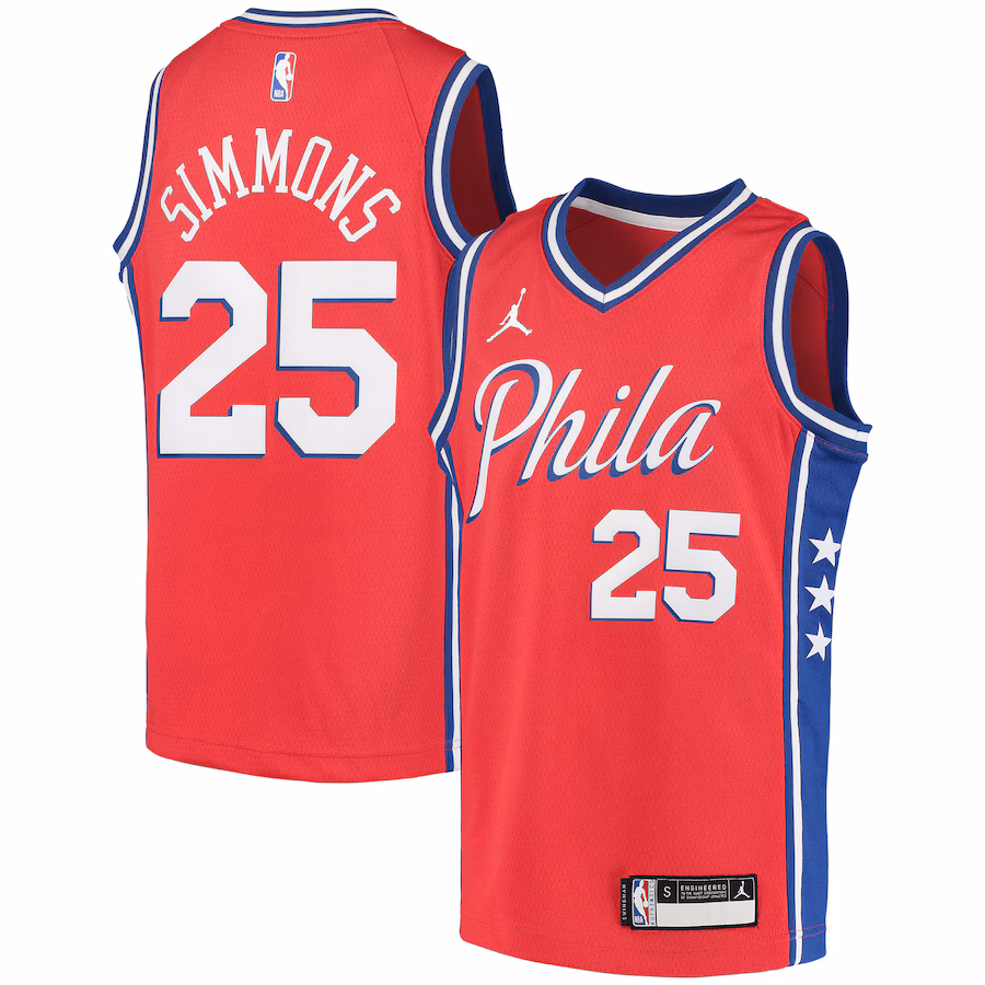 Ben Simmons Philadelphia 76ers Jordan Brand 2020/21 Youth Swingman Player Jersey - Statement Edition - Red