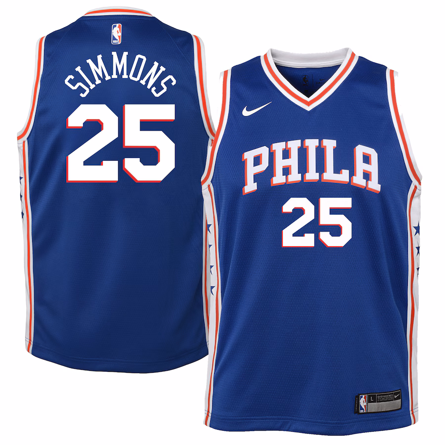 Philadelphia 76ers Ben Simmons Youth Icon Edition Swingman Trikot Royal