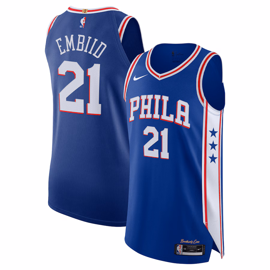 Maglia Joel Embiid dei Philadelphia 76ers edizione Icon - Blu reale