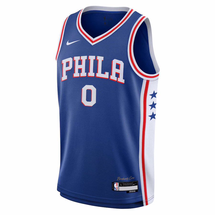 Tyrese Maxey Philadelphia 76ers Maglia Swingman per Giovani - Edizione Icone - Blu Reale