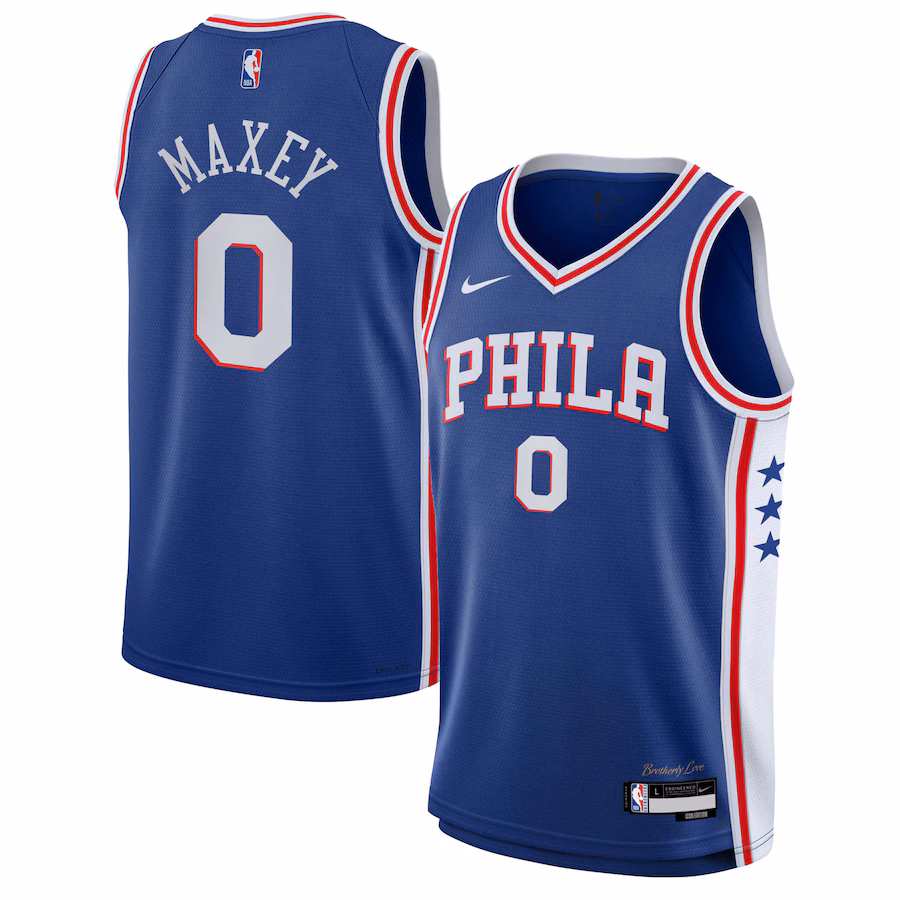 Tyrese Maxey Philadelphia 76ers Maglia Swingman per Giovani - Edizione Icone - Blu Reale