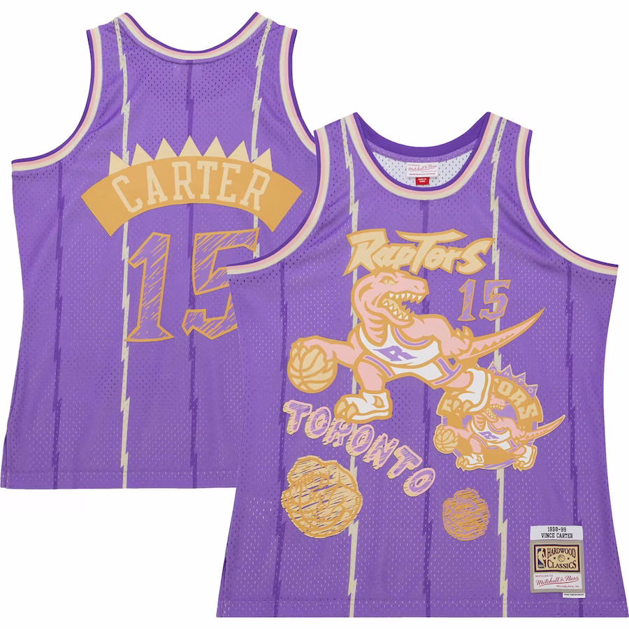 Vince Carter Toronto Raptors Maglia Swingman Sidewalk Sketch 1998/99 Mitchell & Ness - Viola