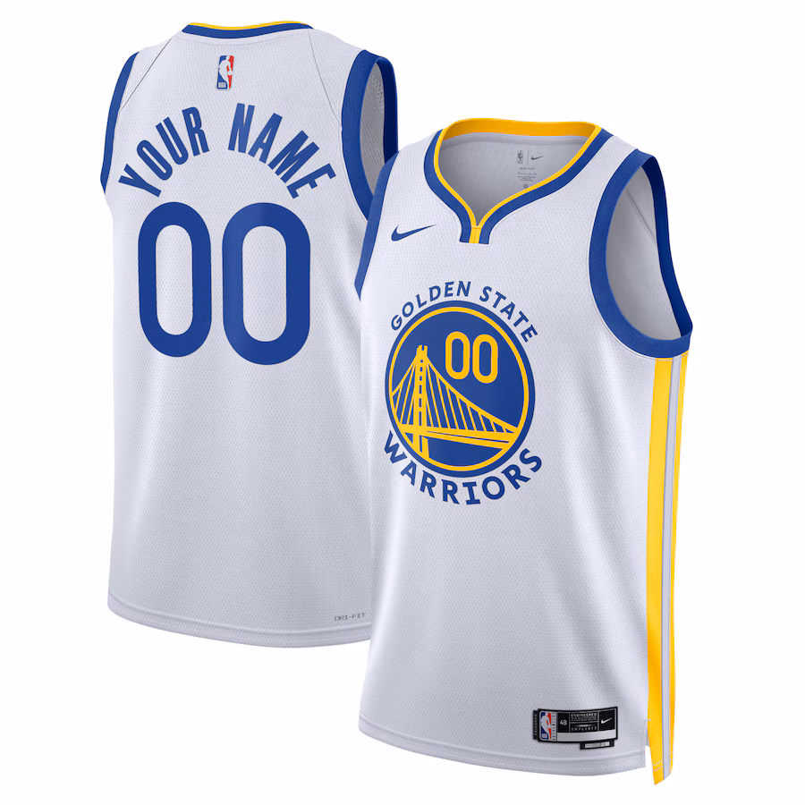 Golden State Warriors, Maillot personnalisé unisexe, Édition association, Blanc