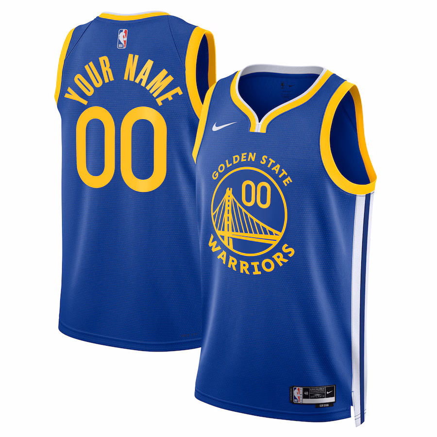 Golden State Warriors, Maillot personnalisé unisexe édition royale, Édition Icon, Bleu
