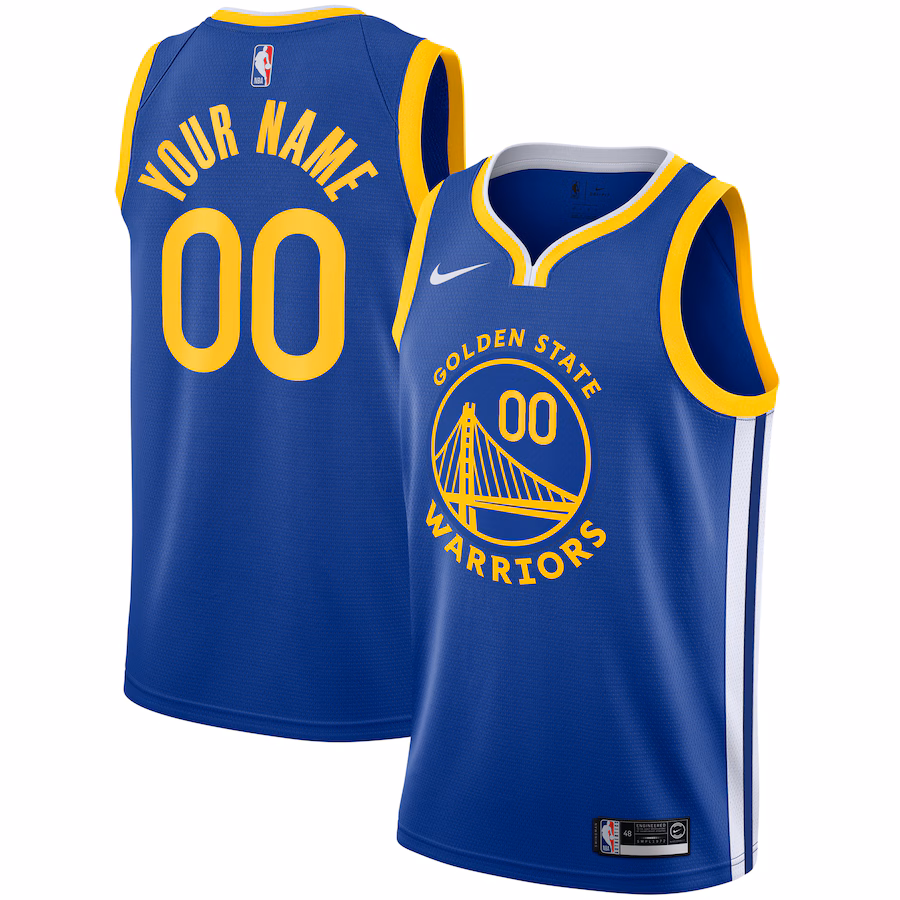 Golden State Warriors, Unisexe 2019/20 Personnalisé, Royale, Édition Icone, Bleu