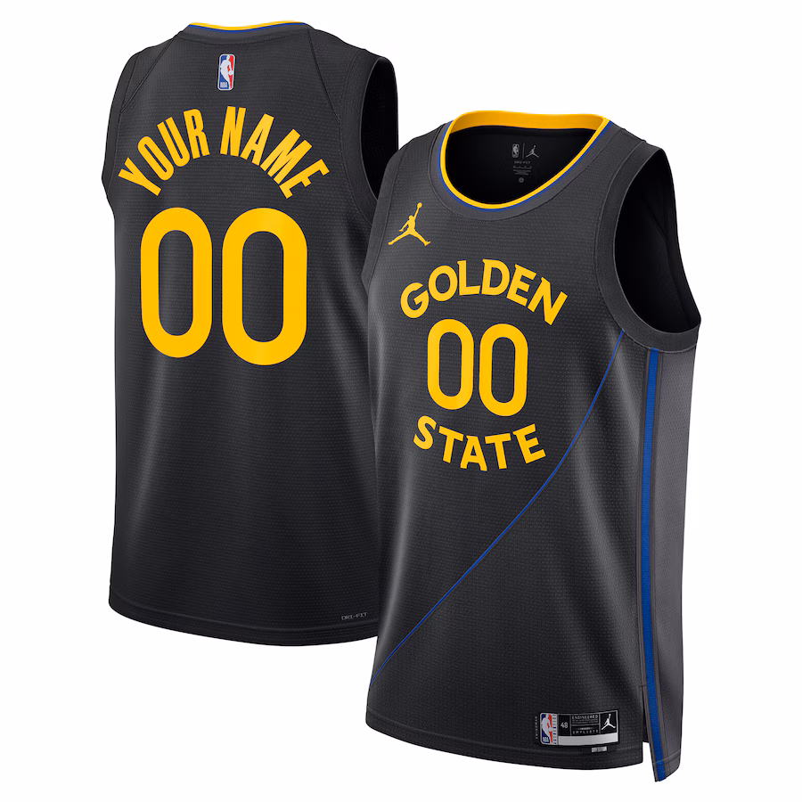 Golden State Warriors, Maglia personalizzata unisex  2024/25, Edizione dichiarazione, Nero