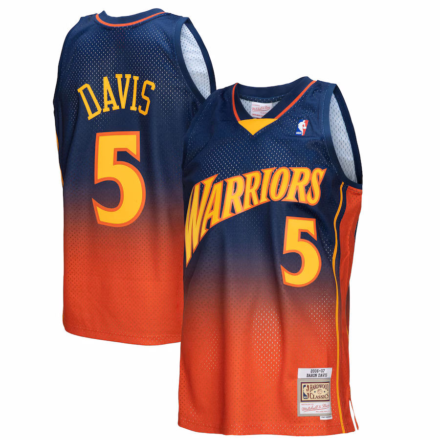 Baron Davis, Golden State Warriors, 2006/07 Klassisch, Marineblau/Orange
