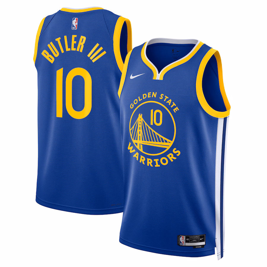 Jimmy Butler III, Golden State Warriors, Maillot Unisexe, Édition Icône, Bleu Royal