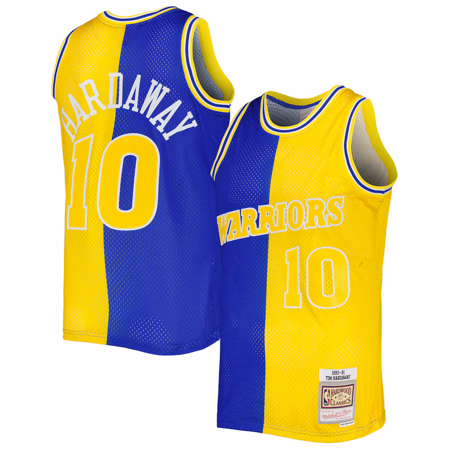 Tim Hardaway Golden State Warriors 1990/91 Königsblau Gold Trikot