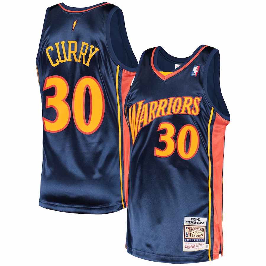 Stephen Curry, Golden State Warriors, 2009/10 Klassisches Harthölzernes Trikot, Navyblau