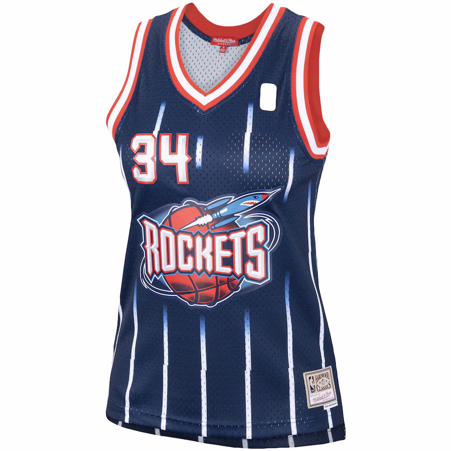 Hakeem Olajuwon, Houston Rockets, Maillot Swingman Classic Hardwood pour femmes, Bleu marine