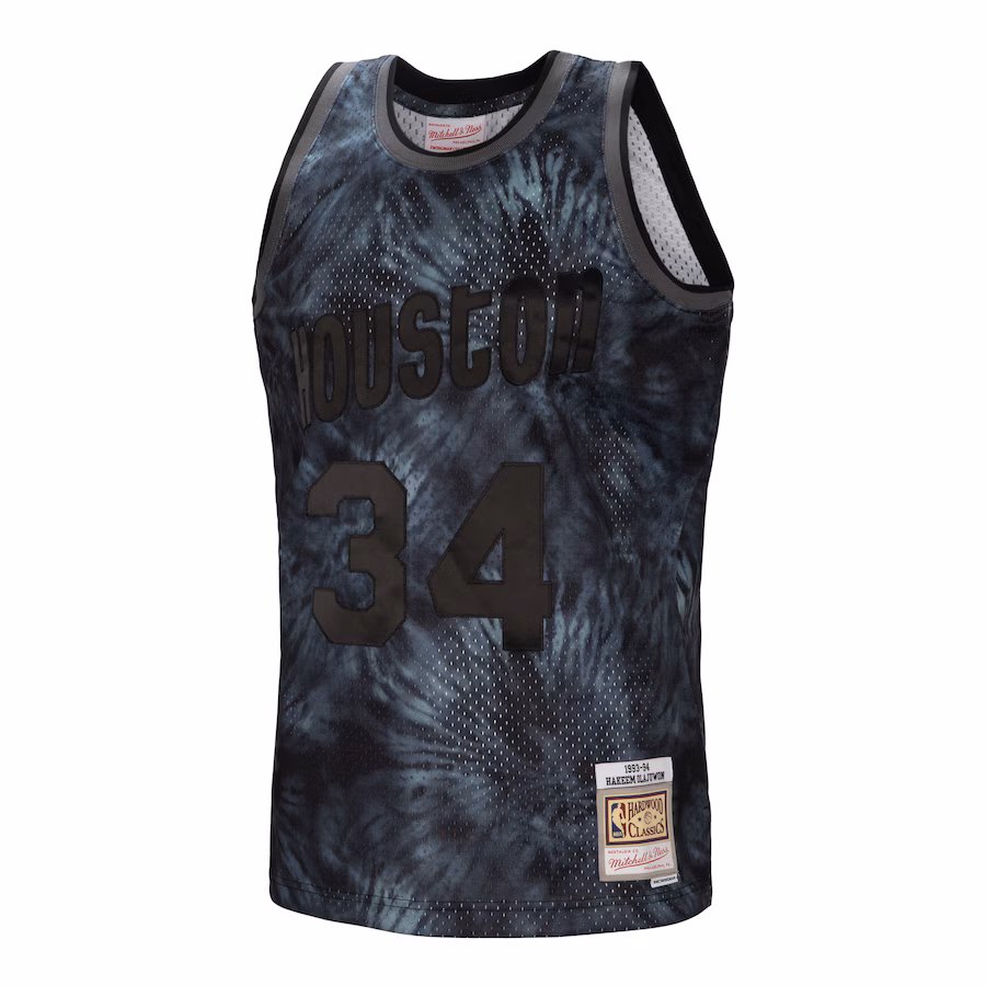 Hakeem Olajuwon, Houston Rockets, 1993/94 Tie-Dye Swingman-Trikot, Schwarz
