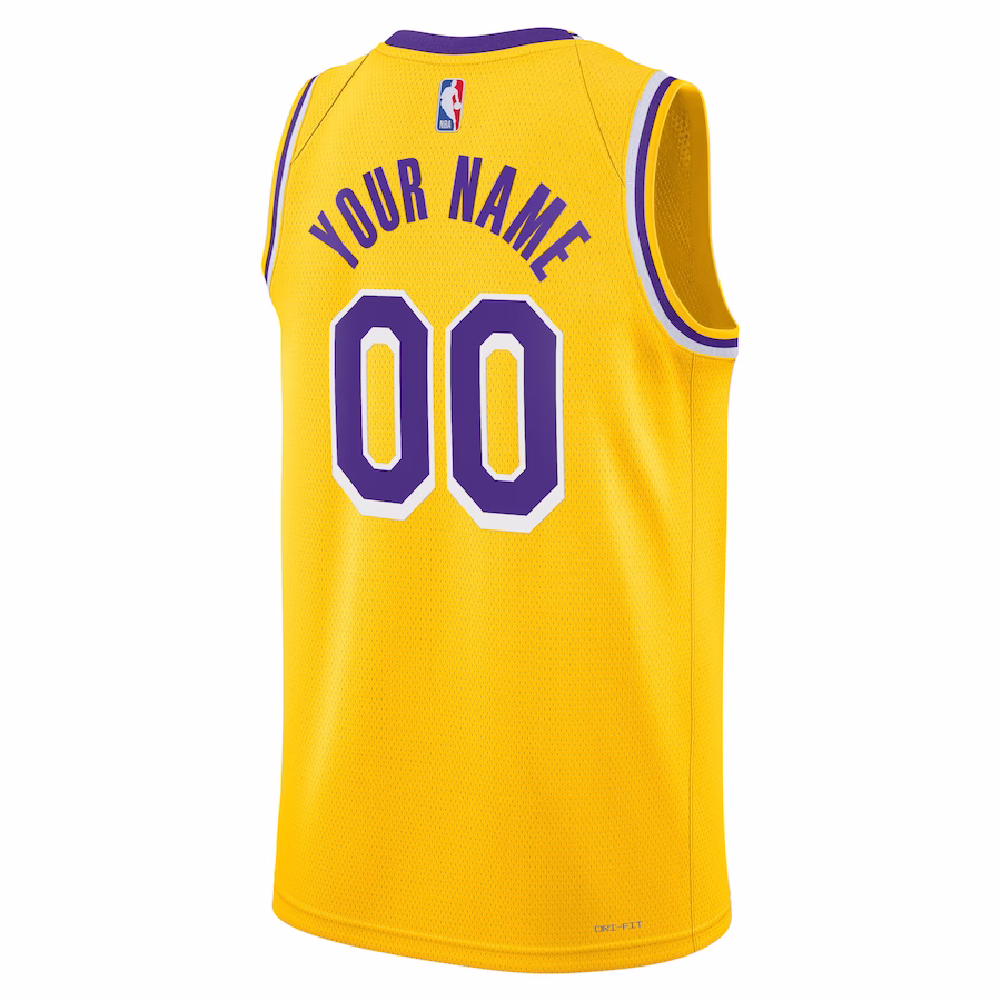 Jersey personalizado unisex de los Los Angeles Lakers, Edición Icon, Oro