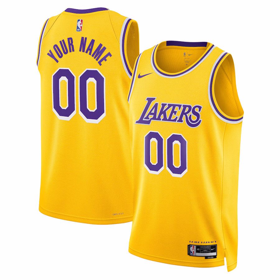 Los Angeles Lakers unisexes maßgeschneidertes Jersey, Icon Edition, Gold