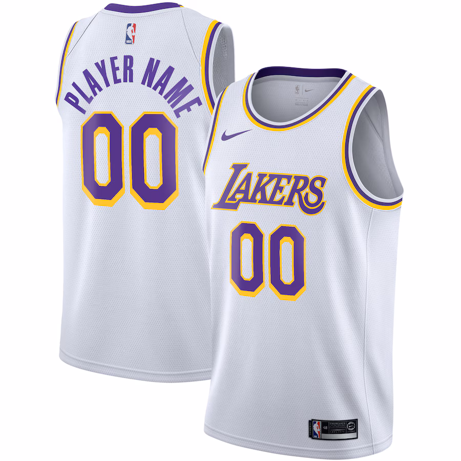 Maglia personalizzata dei Los Angeles Lakers 2020/21, Edizione Association, Bianco