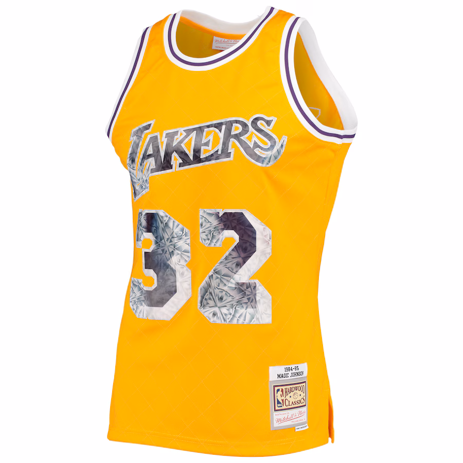 Camiseta Magic Johnson Lakers Mitchell & Ness 75 Aniversario Diamond Edition 84/85