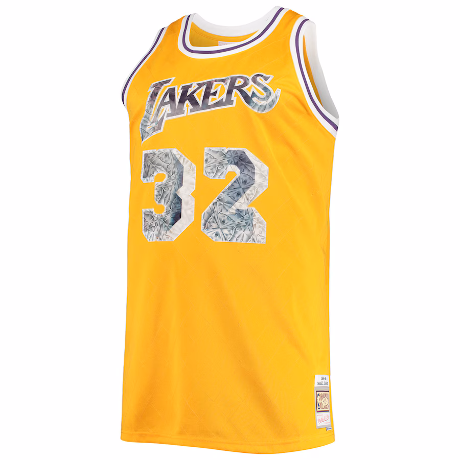 Magic Johnson, Los Angeles Lakers, Jersey de la 75ª Aniversario de la NBA Edición de Diamante para los Fans 1984/85, Oro