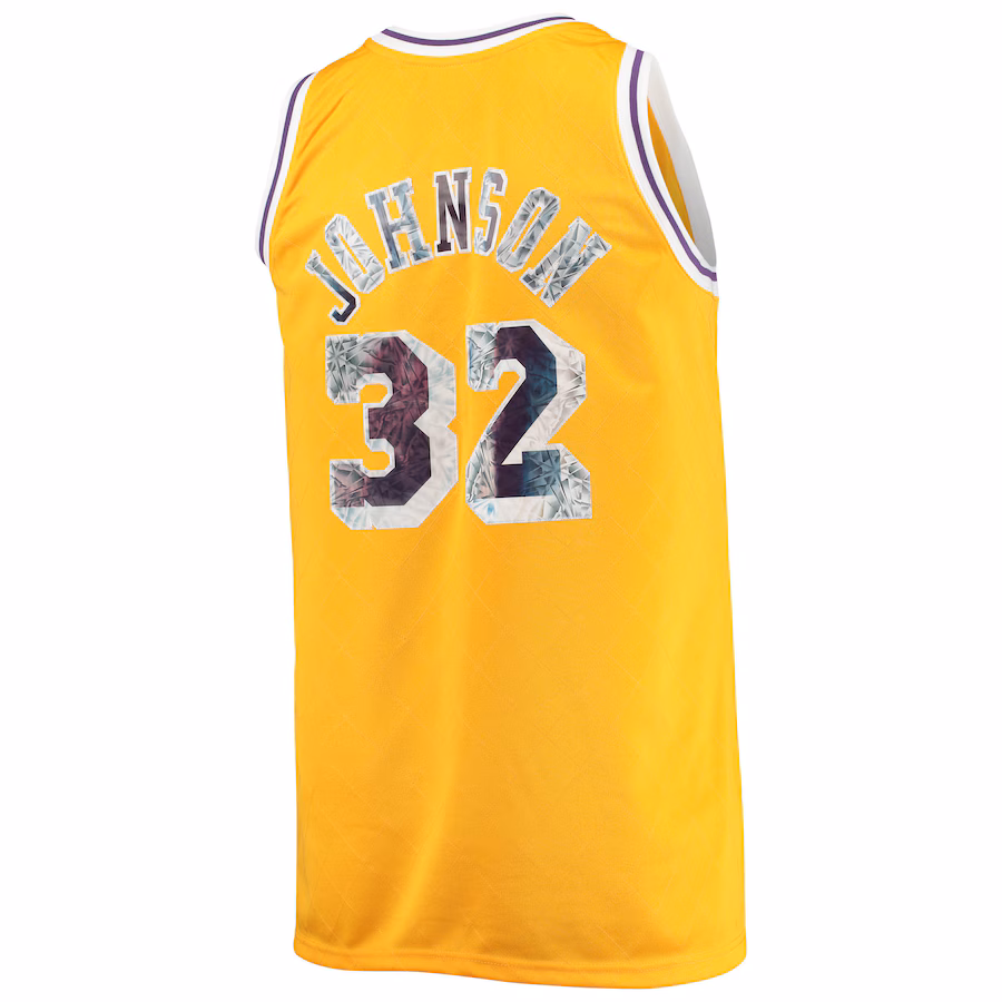 Magic Johnson, Los Angeles Lakers, Jersey de la 75ª Aniversario de la NBA Edición de Diamante para los Fans 1984/85, Oro