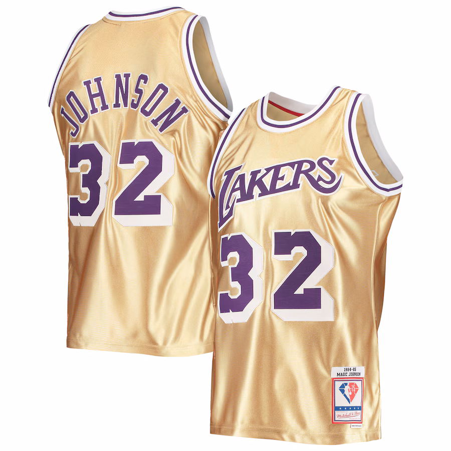 Magic Johnson, Los Angeles Lakers, 75. Jahrestag, 1984/85 Classics Jersey, Gold