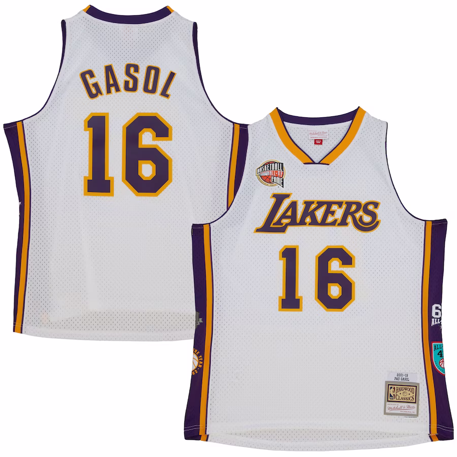 Pau Gasol, Los Angeles Lakers, Retro Unisex Hall of Fame 2023, Bianco