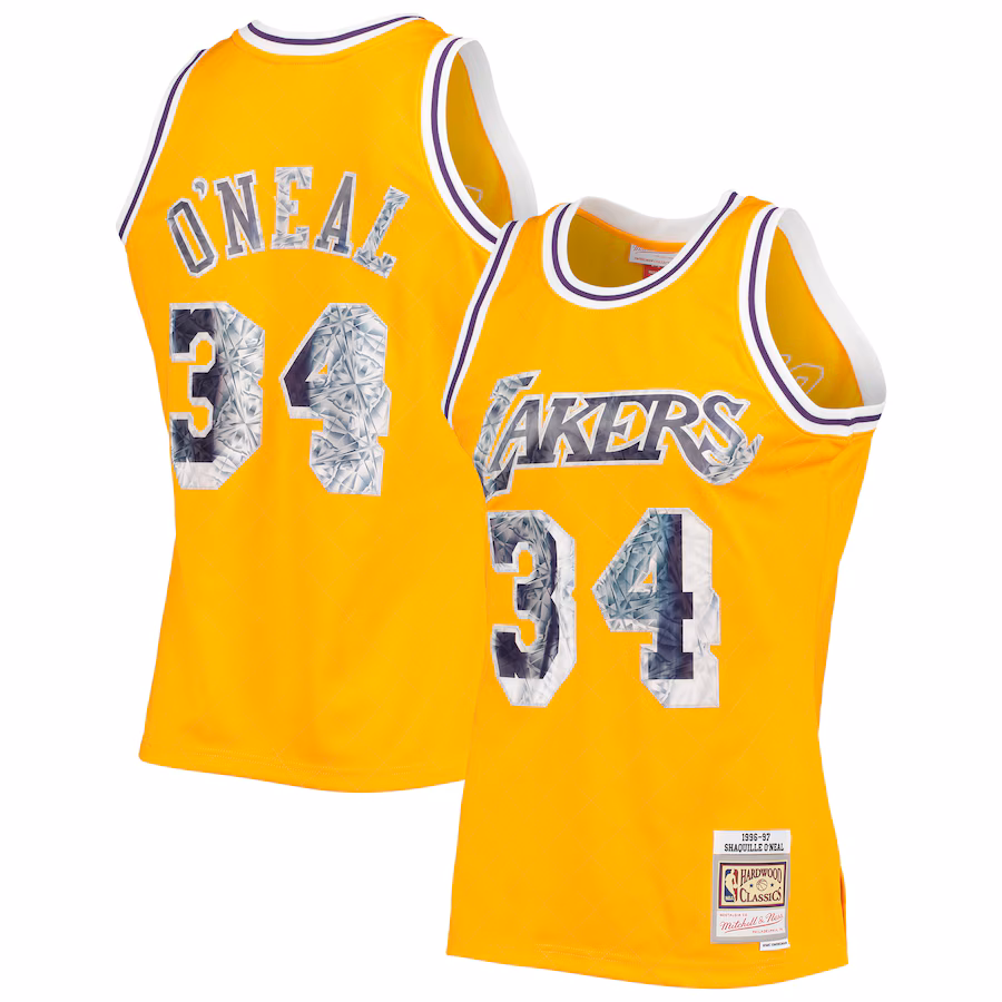 Shaquille O'Neal, Los Angeles Lakers, 1996-97 Classic NBA 75th Anniversary Diamond Fan Edition Jersey, Gold