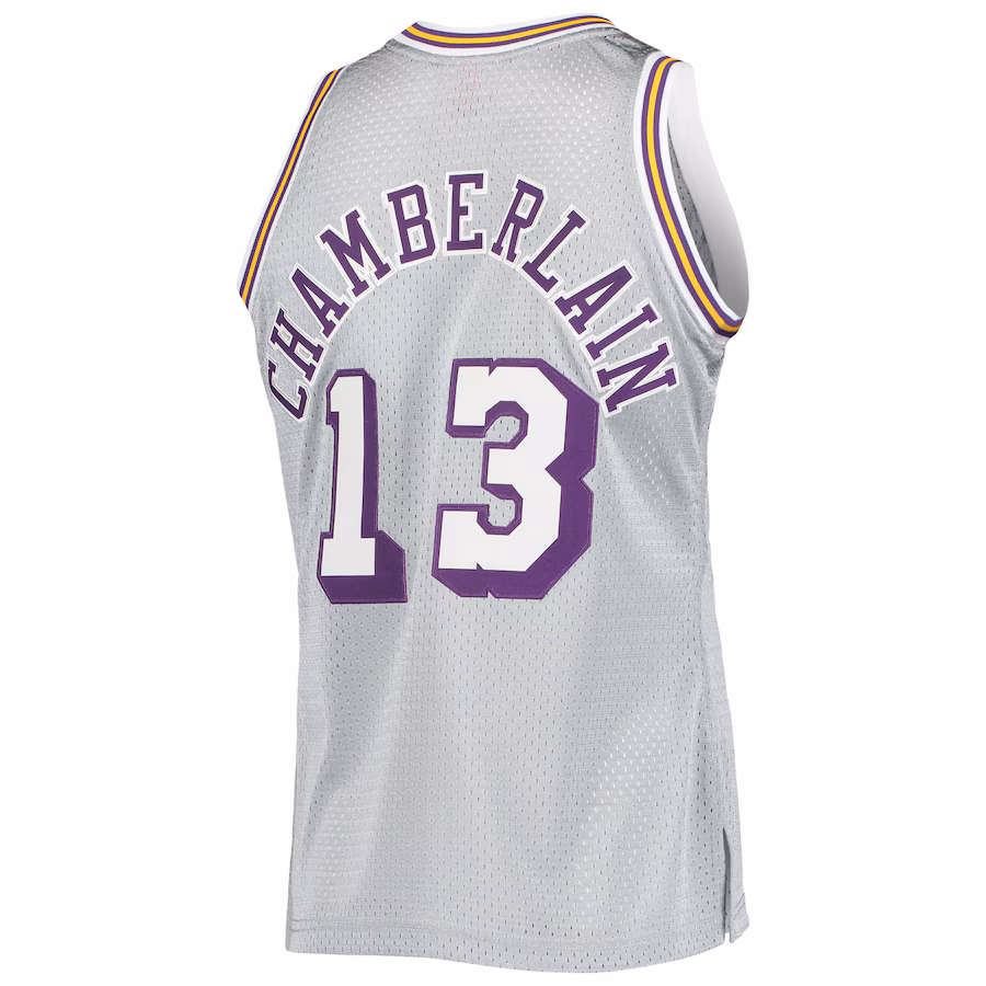Wilt Chamberlain, Los Angeles Lakers, 75 Aniversario 1971/72 Jersey Clásico Vintage, Plata