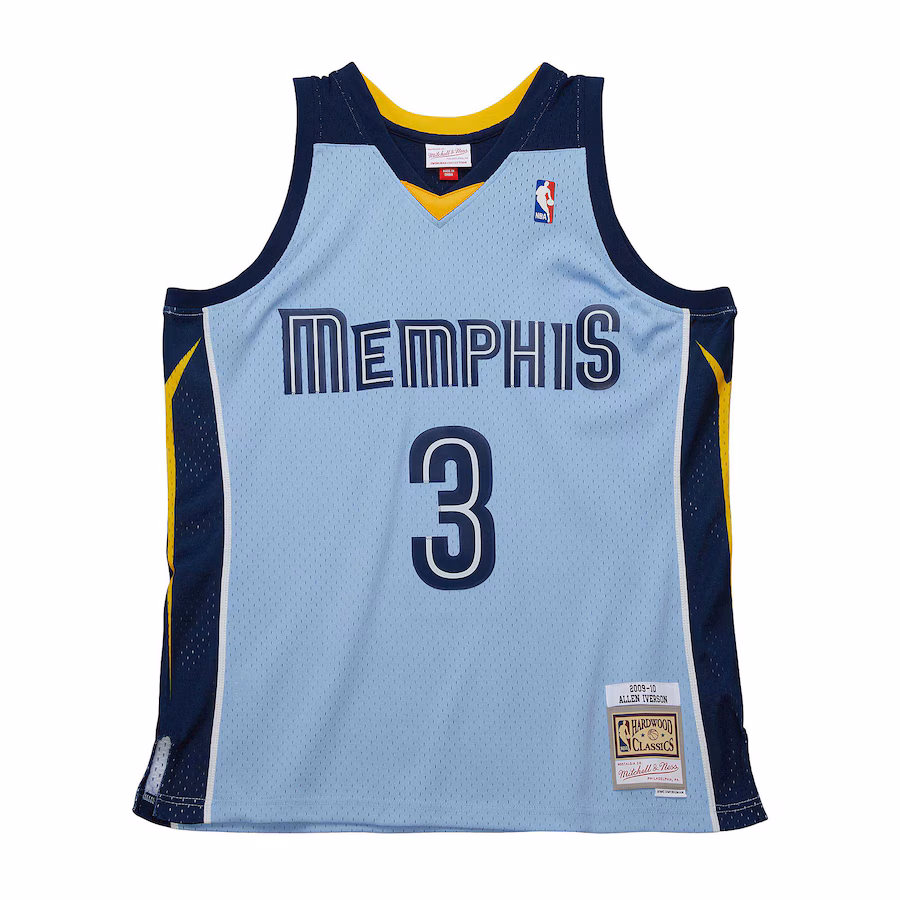Allen Iverson Memphis Grizzlies 2009/10 Hardwood Classics Light Blue Jersey