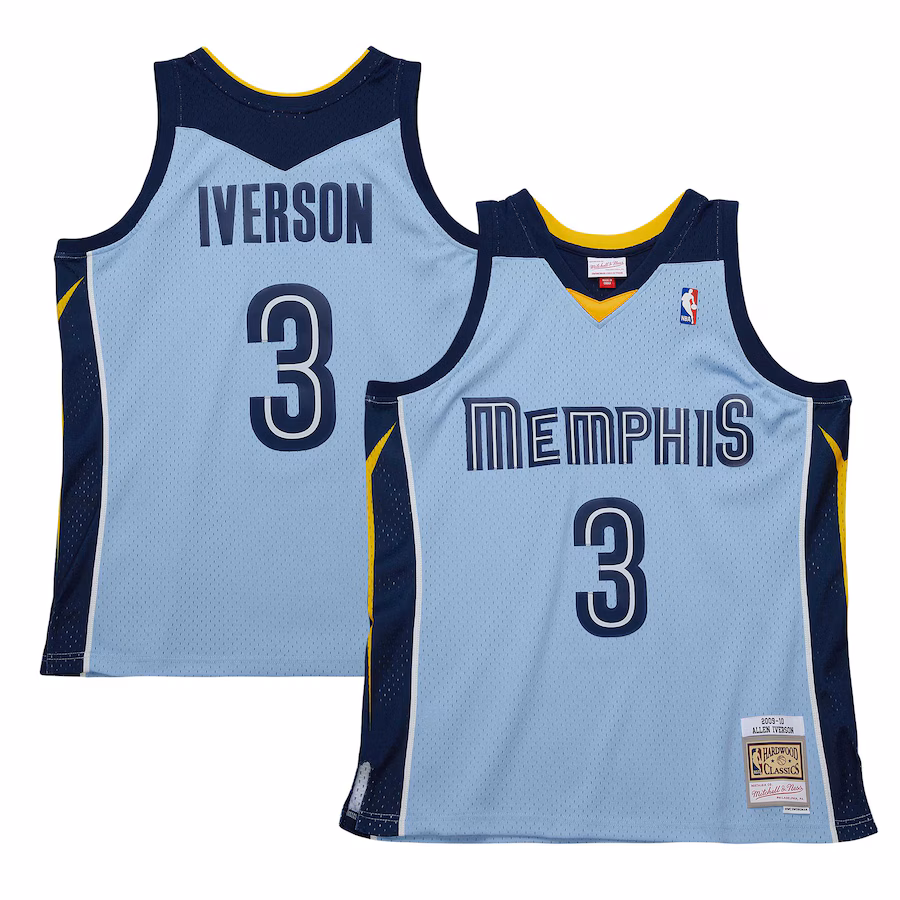 Allen Iverson Memphis Grizzlies 2009/10 Hardwood Classics Hellblaues Trikot