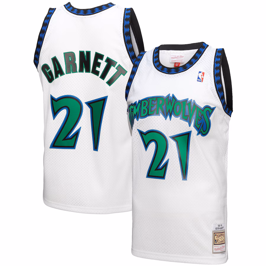 Maillot blanc de Kevin Garnett des Minnesota Timberwolves en 1997-98