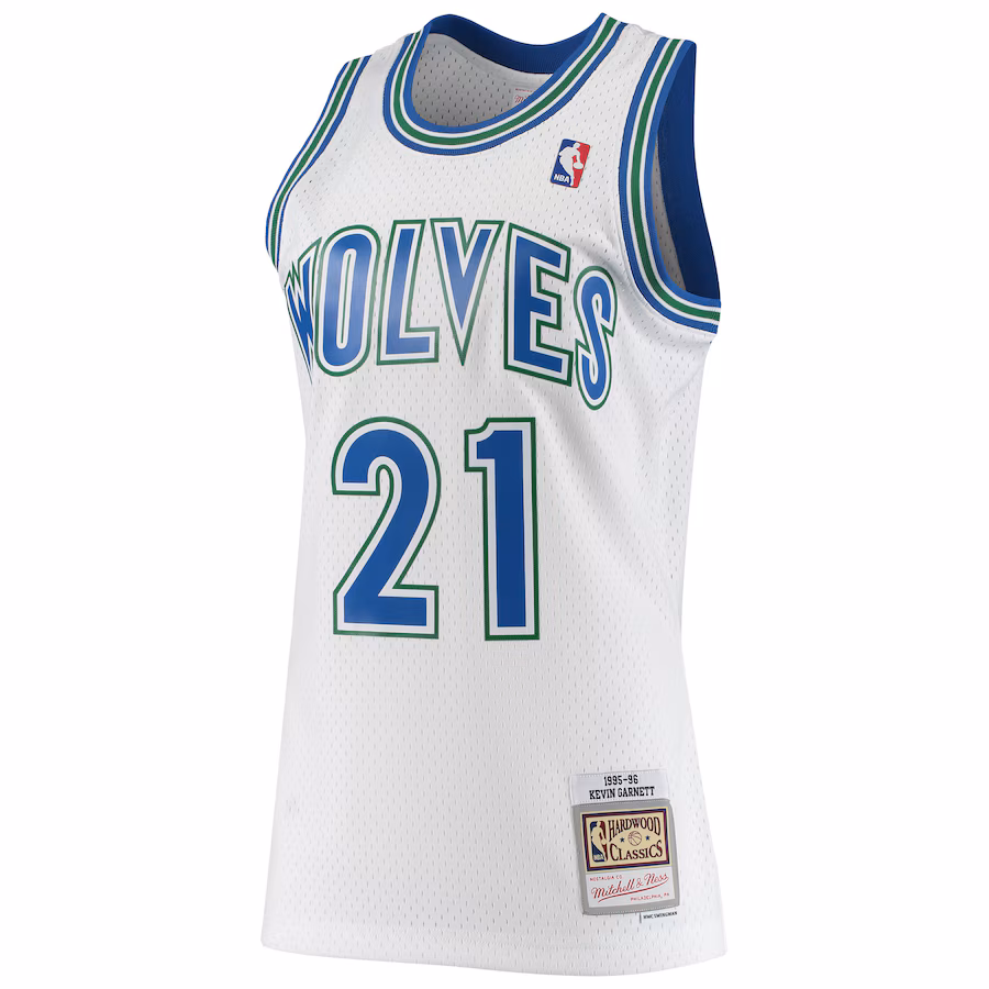 Kevin Garnett Minnesota Timberwolves 1995-96 Weißes Jersey