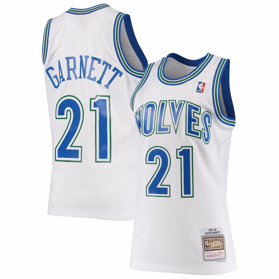Maillot blanc de Kevin Garnett des Minnesota Timberwolves en 1995-96