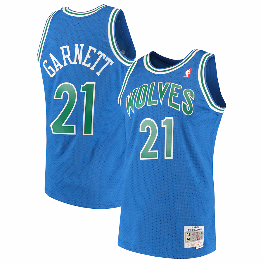 Maillot bleu de Kevin Garnett des Minnesota Timberwolves en 1995-97