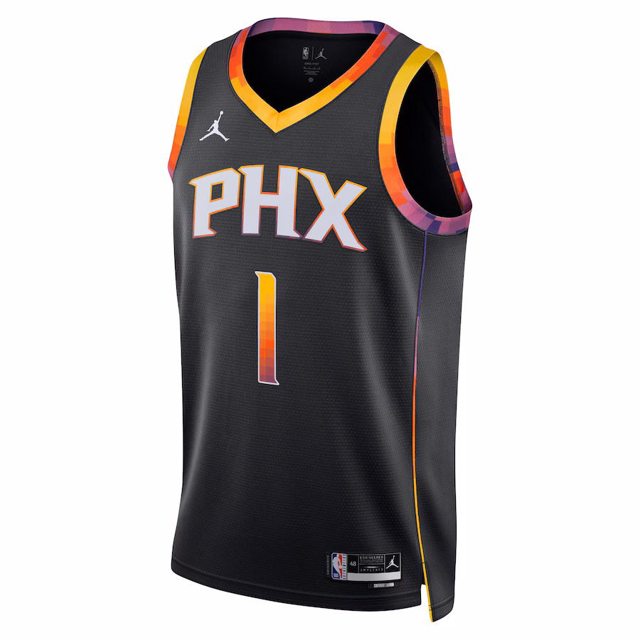 Camiseta Swingman unisex de Devin Booker para los Phoenix Suns de Jordan Brand - Edición Declaración - Negro