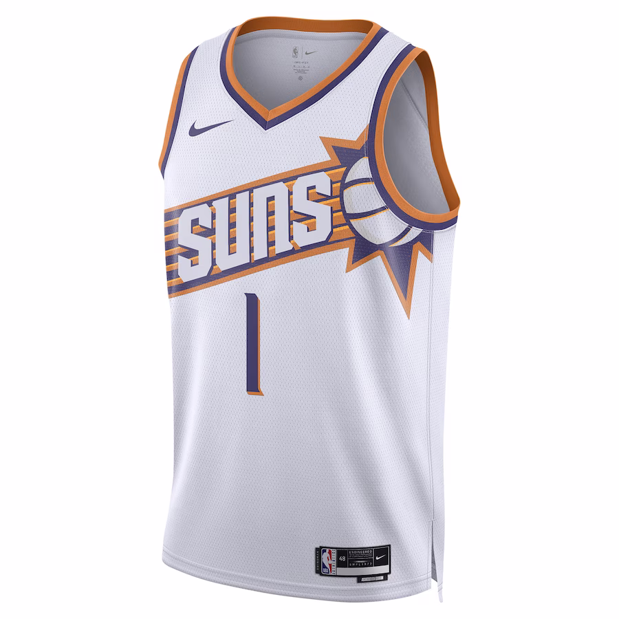 Camiseta Swingman Unisex de Devin Booker para los Phoenix Suns - Edición Asociación - Blanca