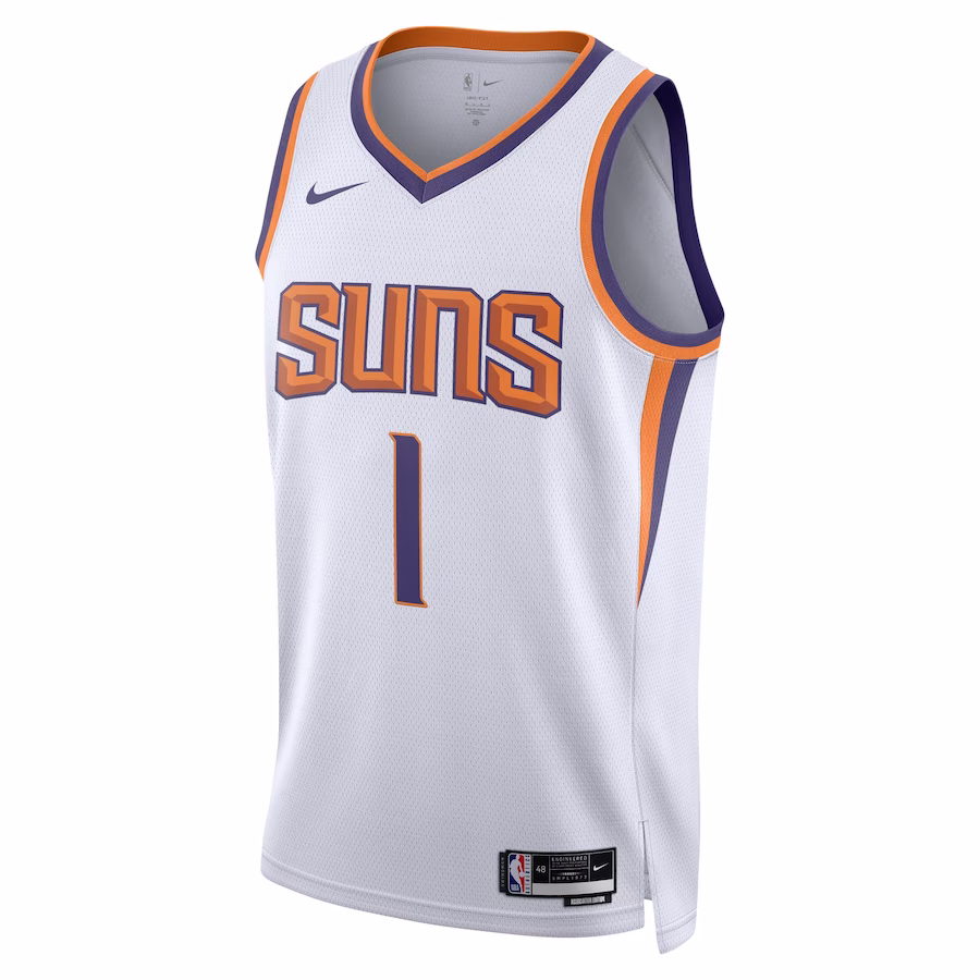 Camiseta Swingman unisex de Devin Booker para los Phoenix Suns - Edición Asociación - Blanca