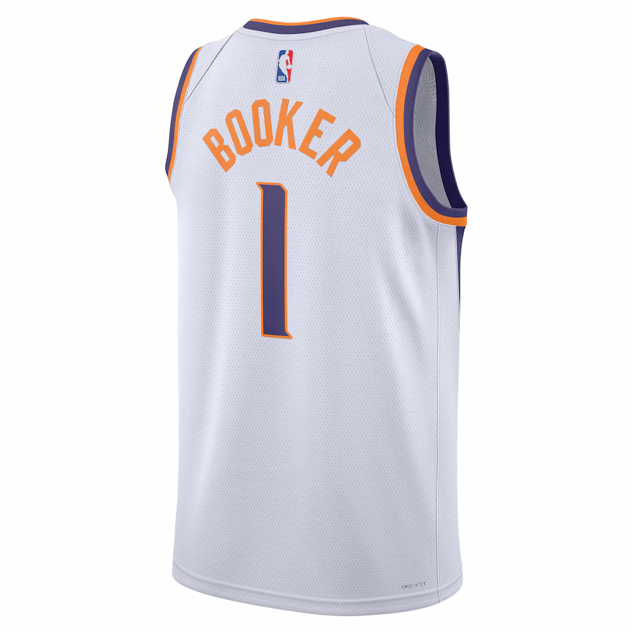 Camiseta Swingman unisex de Devin Booker para los Phoenix Suns - Edición Asociación - Blanca