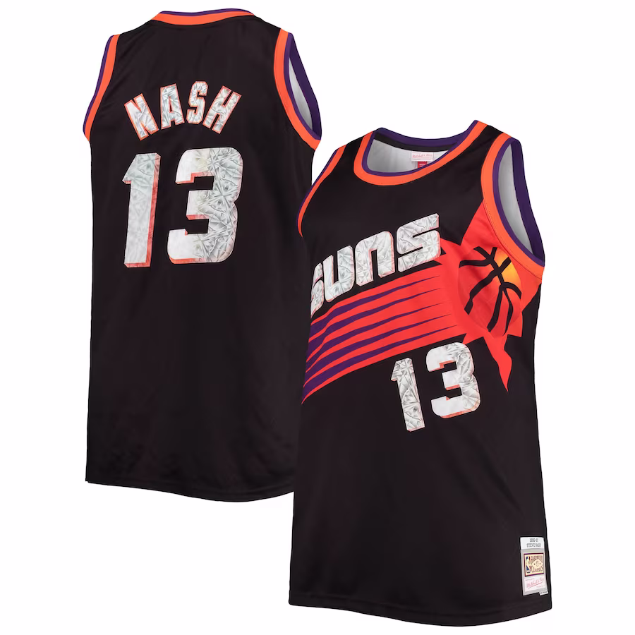 Maillot Swingman Diamond du 75e anniversaire de la NBA 1996/97 Big & Tall de Mitchell & Ness de Steve Nash pour les Phoenix Suns - Noir