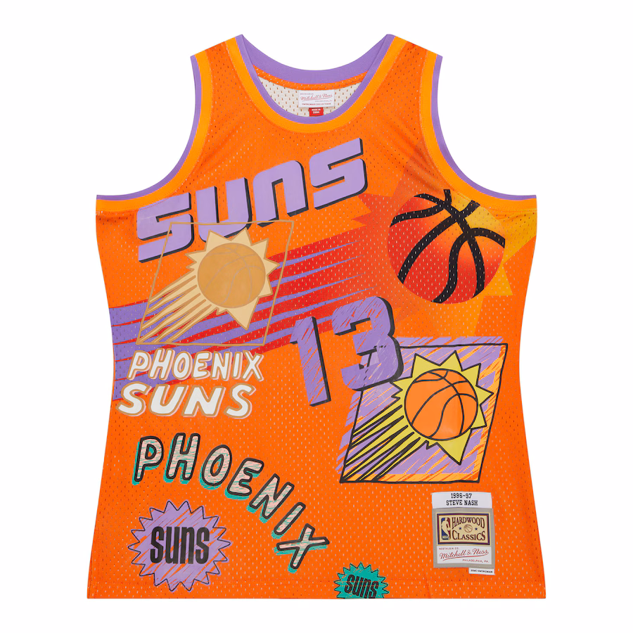 Steve Nash Phoenix Suns Mitchell & Ness 1996/97 Swingman Sidewalk Sketch - Trikot - Orange