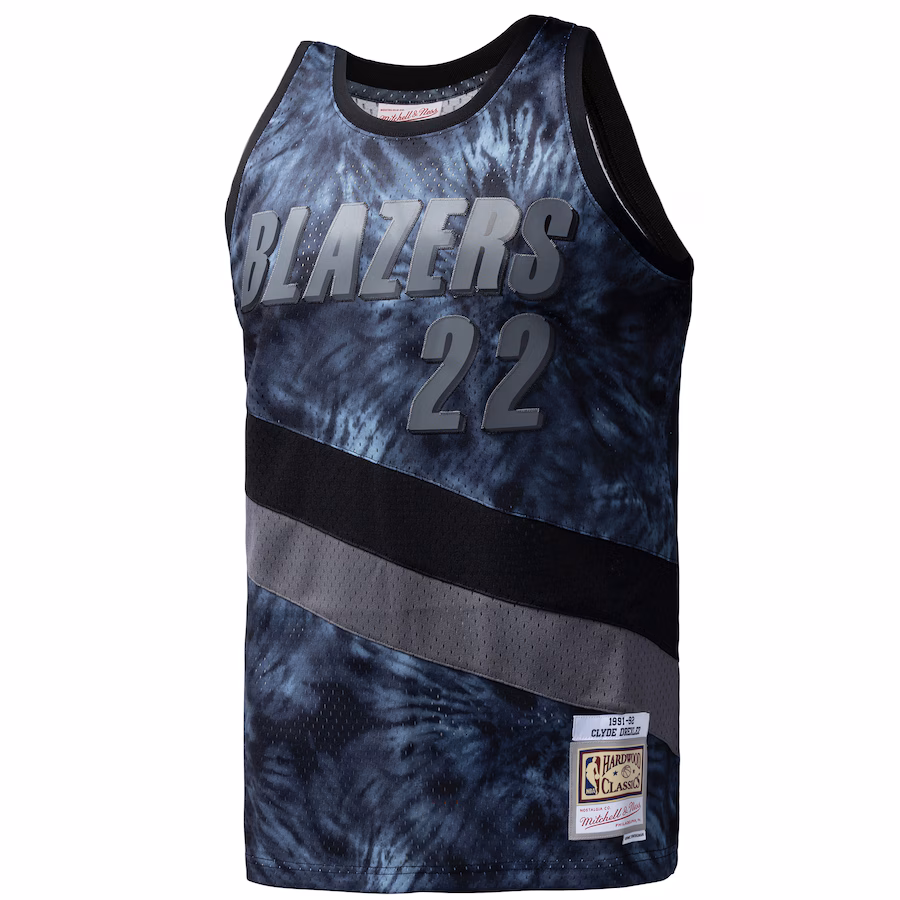 Clyde Drexler, Portland Trail Blazers, 1991/92, Tejido en lazada, Negro