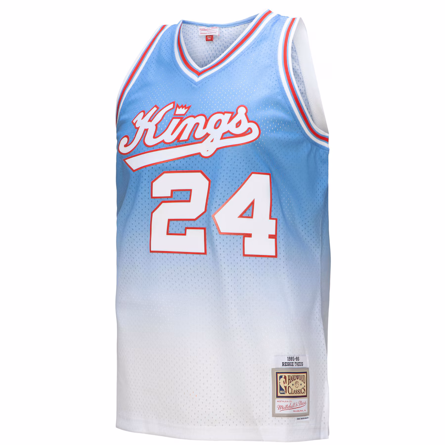 Reggie Theus, Sacramento Kings, 1985/86, Blanc/Bleu Clair