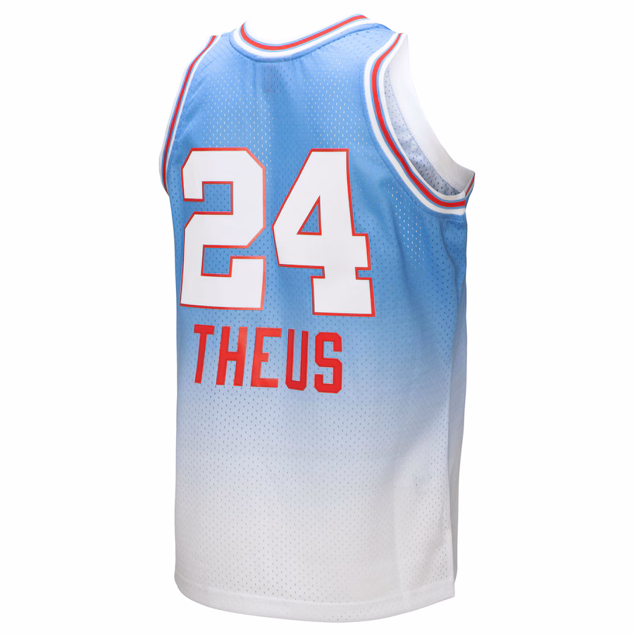 Reggie Theus, Sacramento Kings, 1985/86, Blanc/Bleu Clair