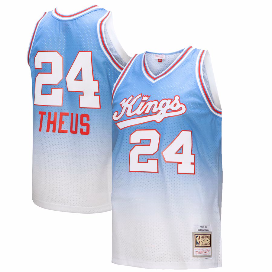 Reggie Theus, Sacramento Kings, 1985/86, Blanc/Bleu Clair