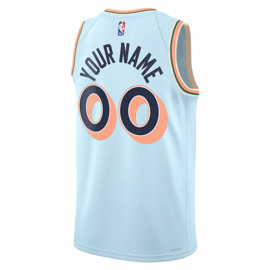 San Antonio Spurs 2024/25 Camiseta personalizada unisex, Edición ciudad, Azul claro