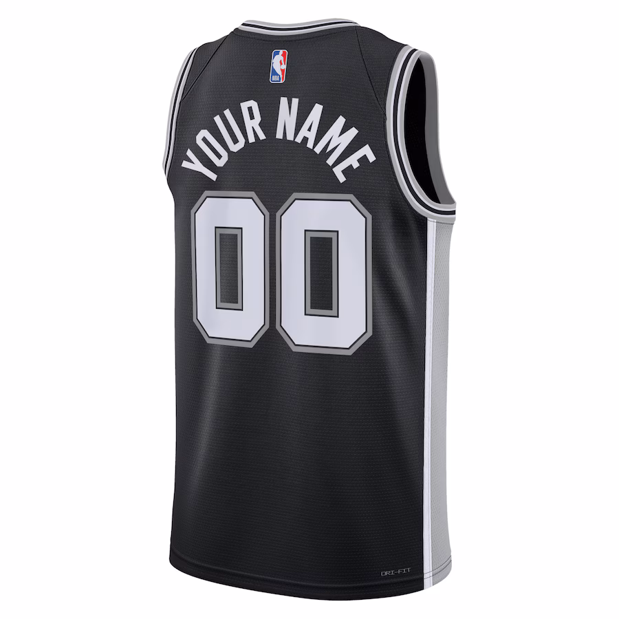 Maillot personnalisé unisexe des San Antonio Spurs, Édition icône, Noir