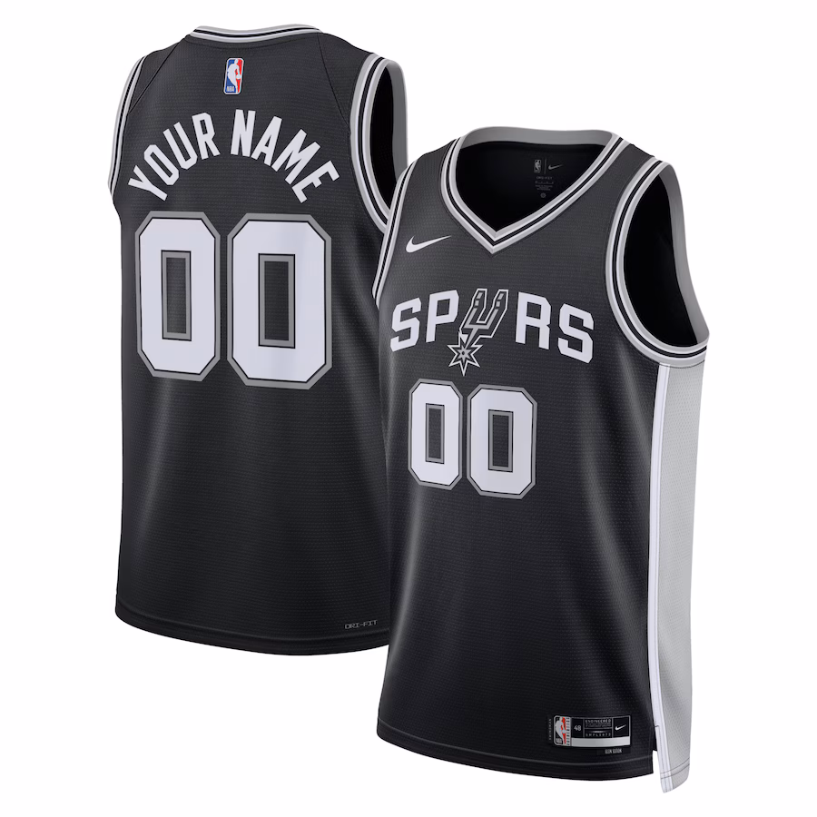 Camiseta personalizada unisex de los San Antonio Spurs, Edición icónica, Negro