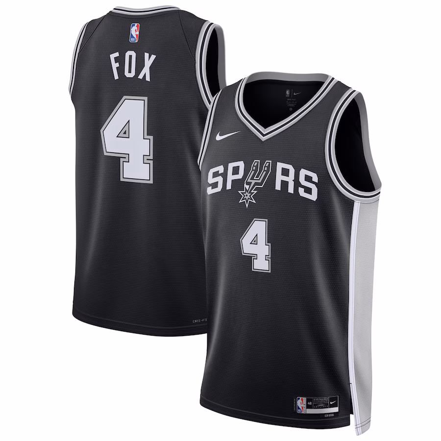 De'Aaron Fox, San Antonio Spurs, Hombre y Mujer, Edición Icon, Negro