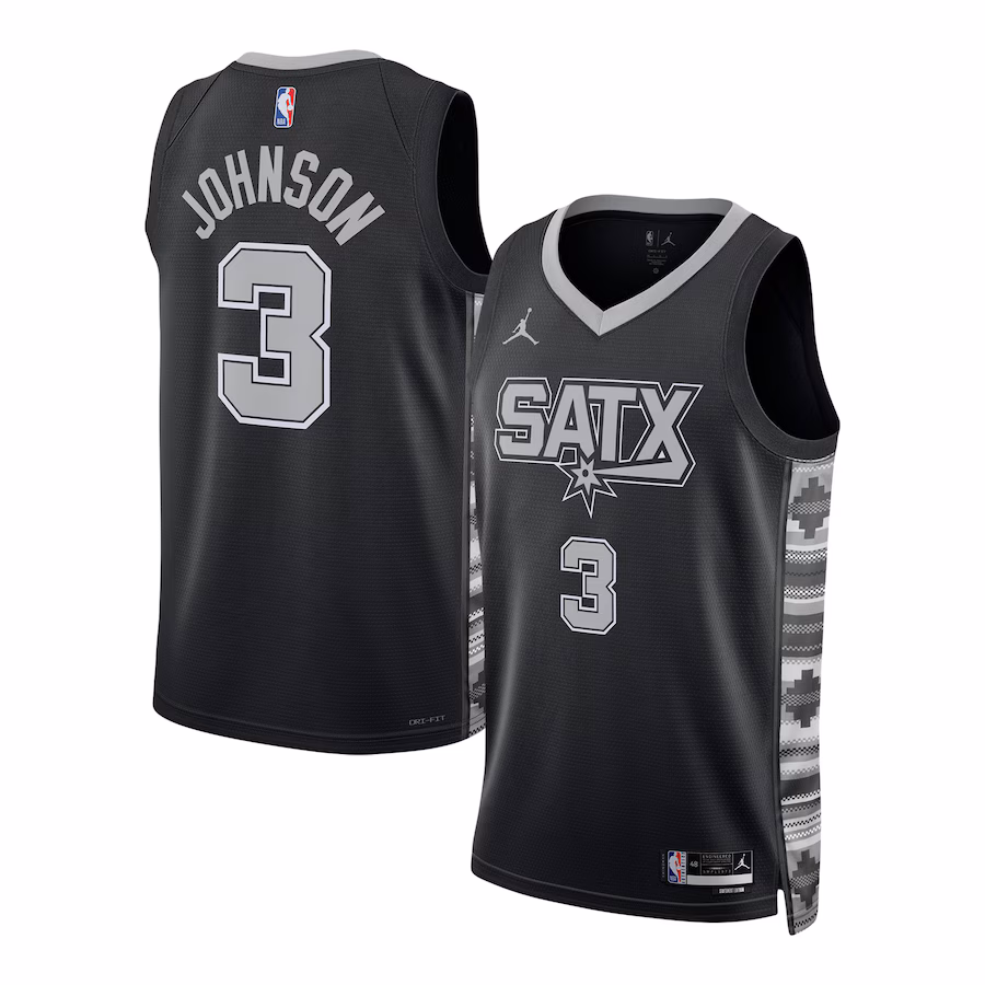 Keldon Johnson, San Antonio Spurs, Edición Statement para hombres y mujeres, Negro